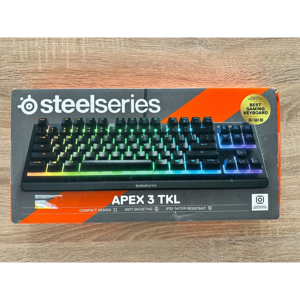 SteelSeries Apex 3 TKL RGB Gaming Keyboard, Water Resistant, Tenkeyless, Black